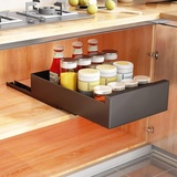 Teleskopschublade, Ausziehbare Schublade Küche (30 cm B x 43 cm T x 8 cm H), Ausziehbarer Schrank Organizer, Schrank Schubladen Ausziehbar, Schrankauszug Küche, Schwarz