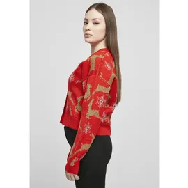 URBAN CLASSICS Oversized Christmas Pullover Red / Gold XS