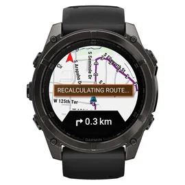Garmin fenix 8 AMOLED 51 mm sapphire, schwarz / carbongrau DLC Titan mit QuickFit Silikon-Armband 26 mm