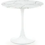 Halmar Runden Esstisch Denver - weisser Marmor / Weiß - Weiß