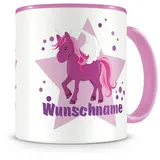 Samunshi® Kindertasse mit Namen Tasse lila Einhorn Personalisierte Tasse mit Namen Kinder Kinderbecher mit Namen Kindergarten rosa 300ml