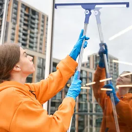 Relaxdays Wasserschieber mit Teleskopstiel Blau/Silber 1 St.