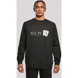 Kapuzenpullover F4NT4STIC "Poker All In Karten", Herren, Gr. 5XL, schwarz, Obermaterial: 50% Baumwolle, 50% Polyester, casual, relaxed fit, Rundhals, Langarm, Pullover, Print