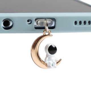 pulunto Staubschutzstecker mit süßem Astronauten-Anhänger, Anti-Staub-Stecker für iPhone-Ladeanschluss