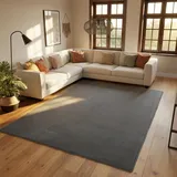 SIMPEX Kurzflor Teppich, Unicolor, Einfarbig, Grau, 160 x 230 cm, Modern, Teppich Wohnzimmer Schlafzimmer