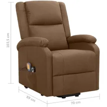 vidaXL Massagesessel mit Aufstehhilfe Polyester 89 x 103,5 x 89 cm Braun