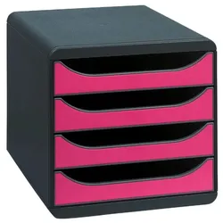 Exacompta 310784D Schubladenbox Big Box, 4 offene Schubladen, Iderama - Himbeerfarben