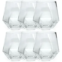 Intirilife 6x Trinkglas im Hexagon Design Durchsichtig - 240 ml Füllmenge - Wasser Saft Glas Spülmaschinenfest Kristallglas stoßfest