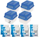 Luftentfeuchter ohne Strom Entfeuchter Box Wiederverwendbar Nachfüllbar Granulat für Bad Keller Wohnmobil mit 400g Nachfüllpacks & HLKauf-Block (4er Luftentfeuchter, 8er Nachfüllpacks & HLKauf-Block)