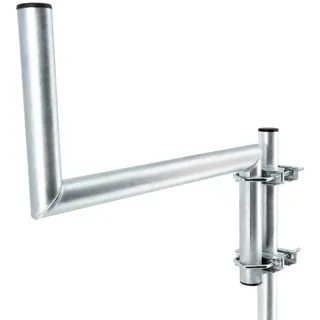 Skyrevolt Z-Ausleger 50cm Rohr 42mm mit Zahnschellen Geländer-Ausleger SAT-Antenne Mast-Ausleger Z-Halterung für Satelliten-Schüssel Stahl verzinkt