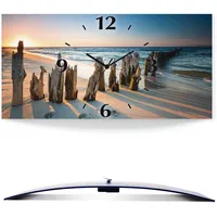 ARTland Wanduhr Sonnenuntergang Strand Wellenbrecher«, 3D Optik gebogen, mit