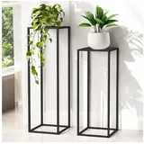 DanDiBo Ambiente DanDiBo Pflanzenständer Metall 100 cm und 80 cm Schwarz Eckig 2er Set Beistelltisch Hoch Blumenhocker Blumenständer Modern Design - Schwarz