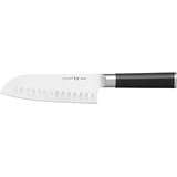 Fiskars Santoku-Messer mit Kullen, Sensei, Gesamtlänge: 29,5 cm, Rostfreier Stahl mit hohem Kohlenstoffgehalt/Kunststoff, 1024271