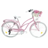 Damenfahrrad Cruiser Davi Bianca Aluminium, 28", 160-185 cm, 7 Gänge, Rosa rosa 18"