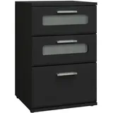 ML-Design Nachttisch 3 Schubladen Oberste mit Glaseinsatz Schwarz 40x60x38 cm