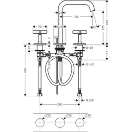 Hansgrohe Citterio E 3-Loch Waschtischarmatur Brushed Black Chrome
