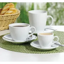 Eschenbach 4x Kaffee-/Cappuccino-Tasse Inhalt 0,21 ltr mit Untertasse Durchmesser 14,5 cm