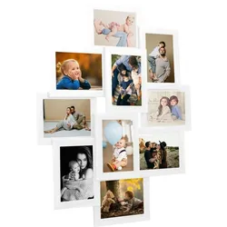 vidaXL Collage Bilderrahmen für 10x(13x18 cm) Fotos Weiß MDF