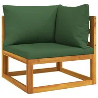 vidaXL Modular-Ecksofa mit Grünen Kissen Massivholz Akazie