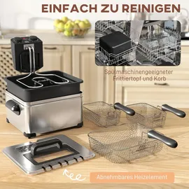 Homcom Fritteuse 5L Edelstahl Silber