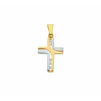 Kreuzkette ADELIA ́S "Halskette - Kreuzkette mit Kreuz Anhänger mit Zirkonia aus 585", gold, Halsketten, Damen, Gelbgold 585 Gold, Gelbgold 585, Gold, Kreuzkette, Schmuckset mit bis 45 cm stufenlos verstellbarer 925 Silber Halskette
