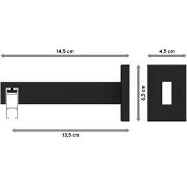 Interdeco GARDINENSTANGE INNENLAUF Smartline Paxo 480 cm (geteilt in 3 x 160 cm), 1-läufig, 14x35 mm Schwarz