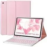 Tastaturhülle für Samsung Galaxy Tab A9+/Plus 11'' 2023 (SM-X210/X216/X218),Hülle mit Tastatur für Samsung Tab A9+ mit S-Pen-Halter,Abnehmbare Bluetooth-Tastatur für Galaxy A9+,Auto Wake/sleep,Rosa