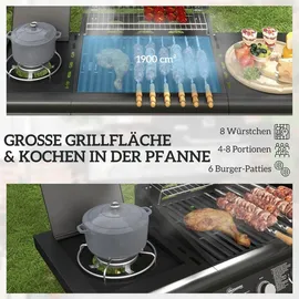 Outsunny Gasgrill Grillwagen 118,5 x 56 x 110 cm Schwarz