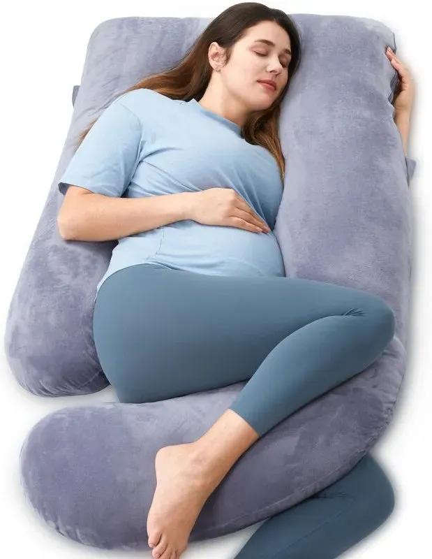 Momcozy Kristall-Velours U-förmiges beidseitiges Schwangerschaftskissen - Momcozy Kristall-Velours U-förmiges beidseitiges Schwangerschaftskissen (Grau)