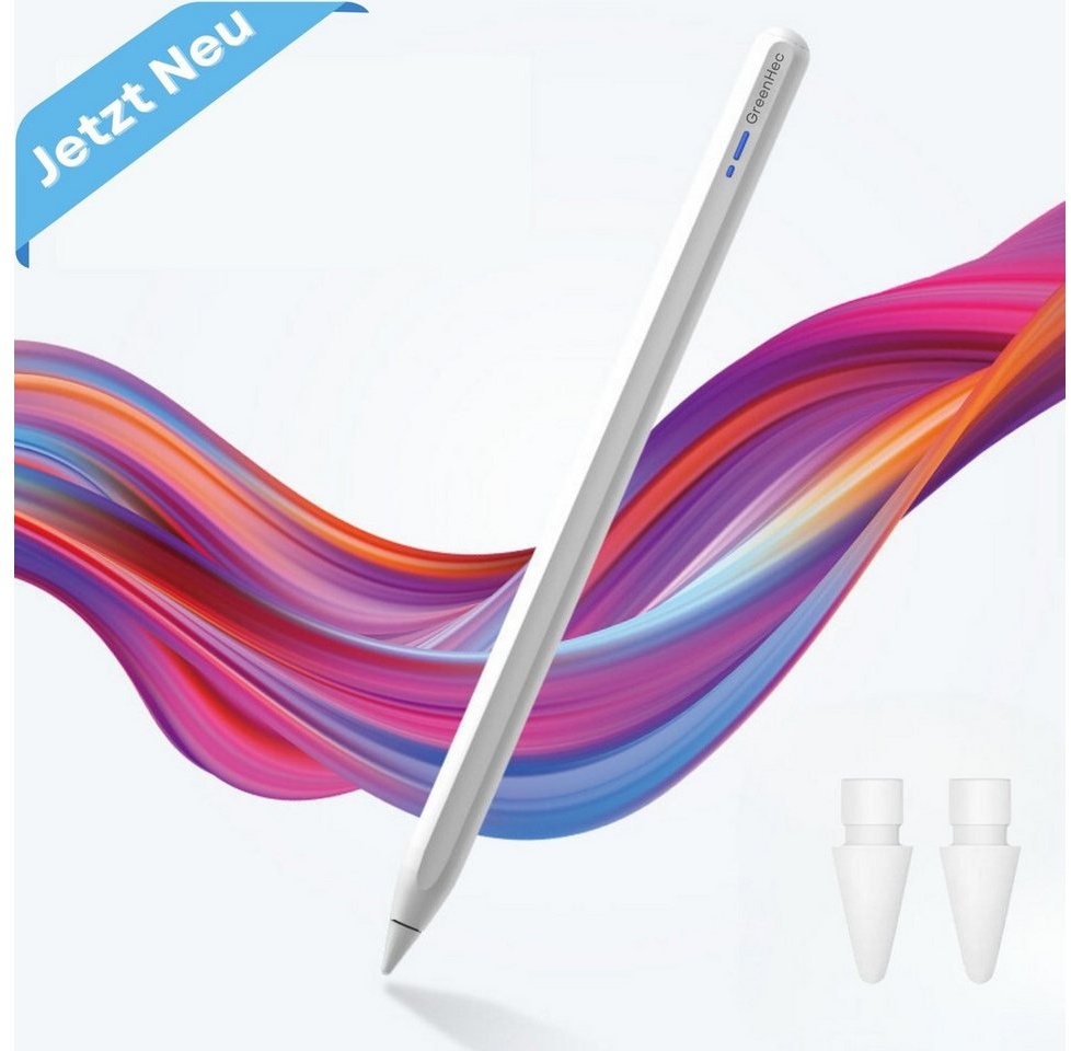 GreenHec Eingabestift iPad Stift Magnetischer Wireless Stylus Pen Buletooth Pencil 2. Gen. (10h Akku), Pencil 2. Generation kabellos für iPad Pro und Air weiß