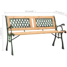 vidaXL Gartenbank 126 x 61 x 34 cm Grün