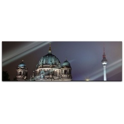 Bilderdepot24 Glasbild, Berliner Dom und Fernsehturm bei Nacht bunt 90 cm x 30 cm