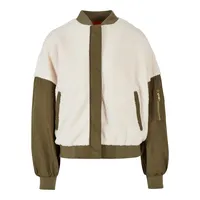 URBAN CLASSICS Oversized Sherpa Mixed Bomberjacke White Sand /
