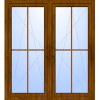 Balkontür zweiflügelig GEALAN "DANIEL" 2-fach Verglasung mit Pfosten (abschließbar) Golden Oak holzähnlich beidseitig innen öffnend Seitenunabhängig