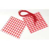 Fackelmann Schmuckdeckchen mit Kordel, Verzierung für Einmachgläser, Marmeladendeckchen aus Baumwolle (Farbe: Rot/Weiß), Menge: 6 Stück