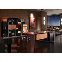 xl moebel gmbh Schreibtisch Set 3tlg. Büro Garnitur Tisch Chef Sessel Schrank Einrichtung Neu - Braun