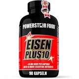 POWERSTAR FOOD EISEN PLUS 10 | Eisen Jod, & 9 Vitamine, 90 Kapseln