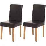 Mendler 2er-Set Esszimmerstuhl Stuhl Küchenstuhl Littau ~ Leder, braun, helle Beine