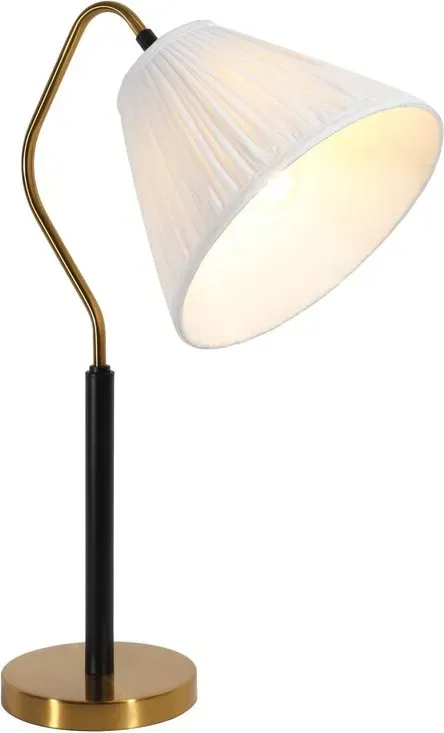 Lameke Tischlampe mit gebogenem Arm und Faltenschirm