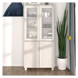 furnicato Highboard HAMAR Massivholz Kiefer Weiß (2 St), Stabiler Beistellschrank mit Ablagen, Fächern und Staubschutz-Türen weiß