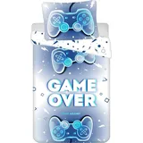 AC-Deco Game Over Baumwolle Blau 140 x 200 cm + 70 x 90 cm