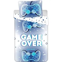 AC-Deco Game Over Baumwolle Blau 140 x 200 cm + 70 x 90 cm