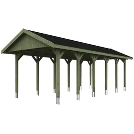 SKANHOLZ Carport Wallgau 3,80 x 9,00 m grün mit Pfostenanker