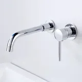 Wandmontierter Waschbecken-Wasserhahn, hochwertige Messing-Wand-Mischbatterie, verdeckter Badezimmer-Wasserhahn, 360° drehbarer Kalt- und