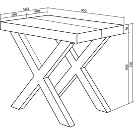 SKRAUT HOME Konsolentisch 222 x 73 x 90 cm weiß