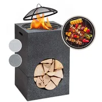 Blumfeldt Feuerschale, Tragbare Feuerstelle Outdoor, Feuerschalen für den Garten, Terrasse & Camping, Feuerschale mit Grillrost & Holzlagerfach, Sichere Stahlschale, Feuerstelle 50 x 75 x 50 cm