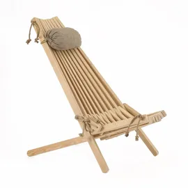 EcoFurn EcoChair Skandinavischer Gartenstuhl Holz Lärche Natur mit Nackenkissen - Beige