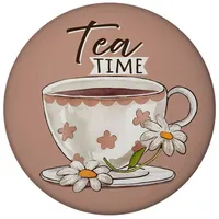 Speecheese Teetasse Magnet rund mit Spruch Tea Time Vintage
