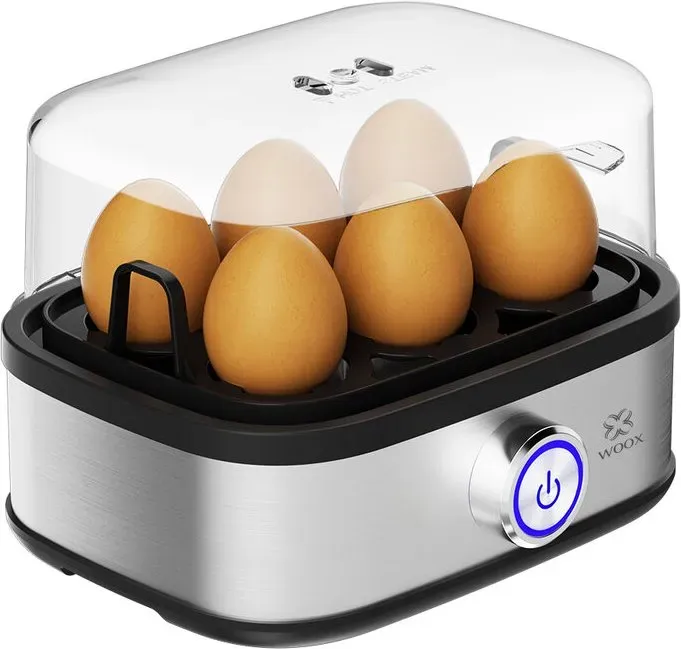 Woox Elektrischer Eierkocher für 6 Eier, weich, mittel, hart gekocht, Eierpochierer, Omelettmacher mit automatischer Abschaltung, BPA-frei (MX0196)