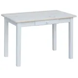 Esstisch Küchentisch Speisetisch Tisch Kiefer Weiss Farbe Unbehandelt Schublade - 80 x 80 cm